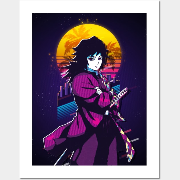 Giyu Tomioka Retro Art Wall Art by SiksisArt